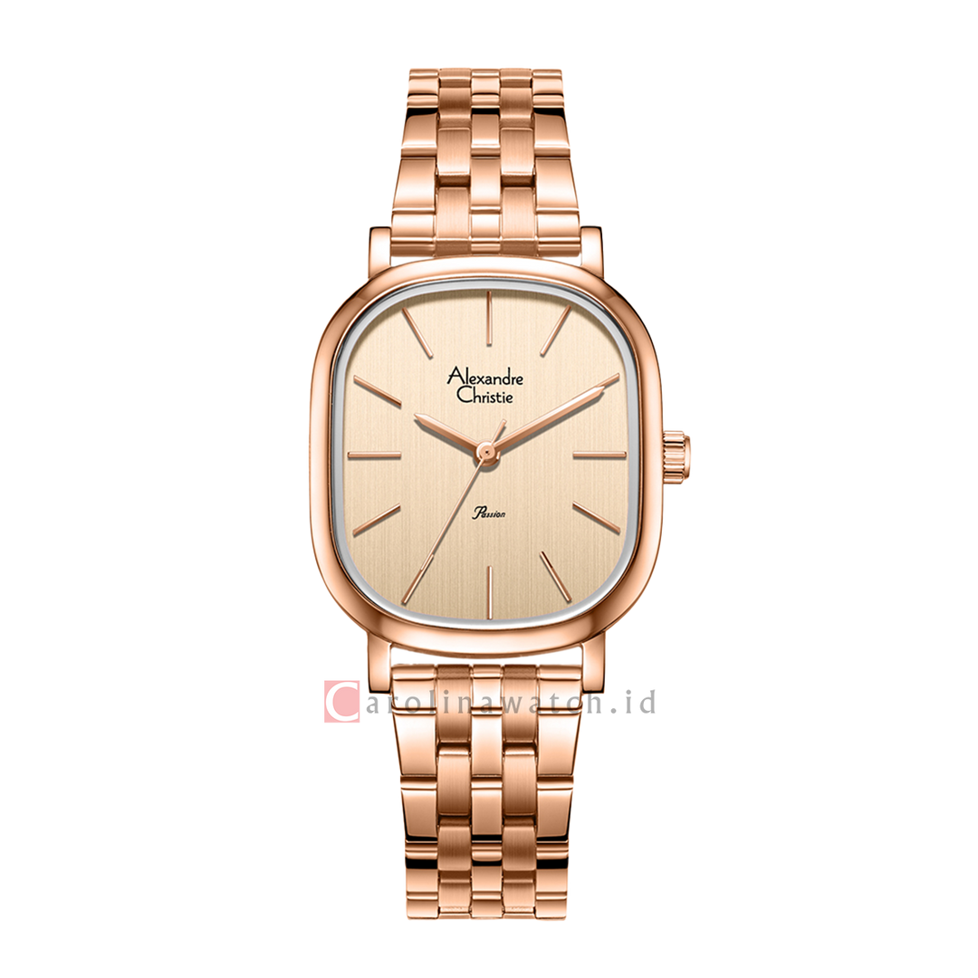 Jam Tangan Alexandre Christie Passion AC 2B89 LHBRGLN Women Gold Dial Rose Gold Stainless Steel Strap