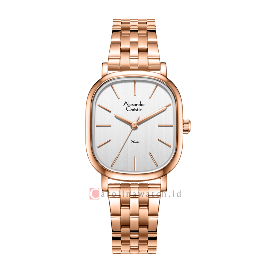 Jam Tangan Alexandre Christie Passion AC 2B89 LHBRGSL Women Silver White Dial Rose Gold Stainless Steel Strap