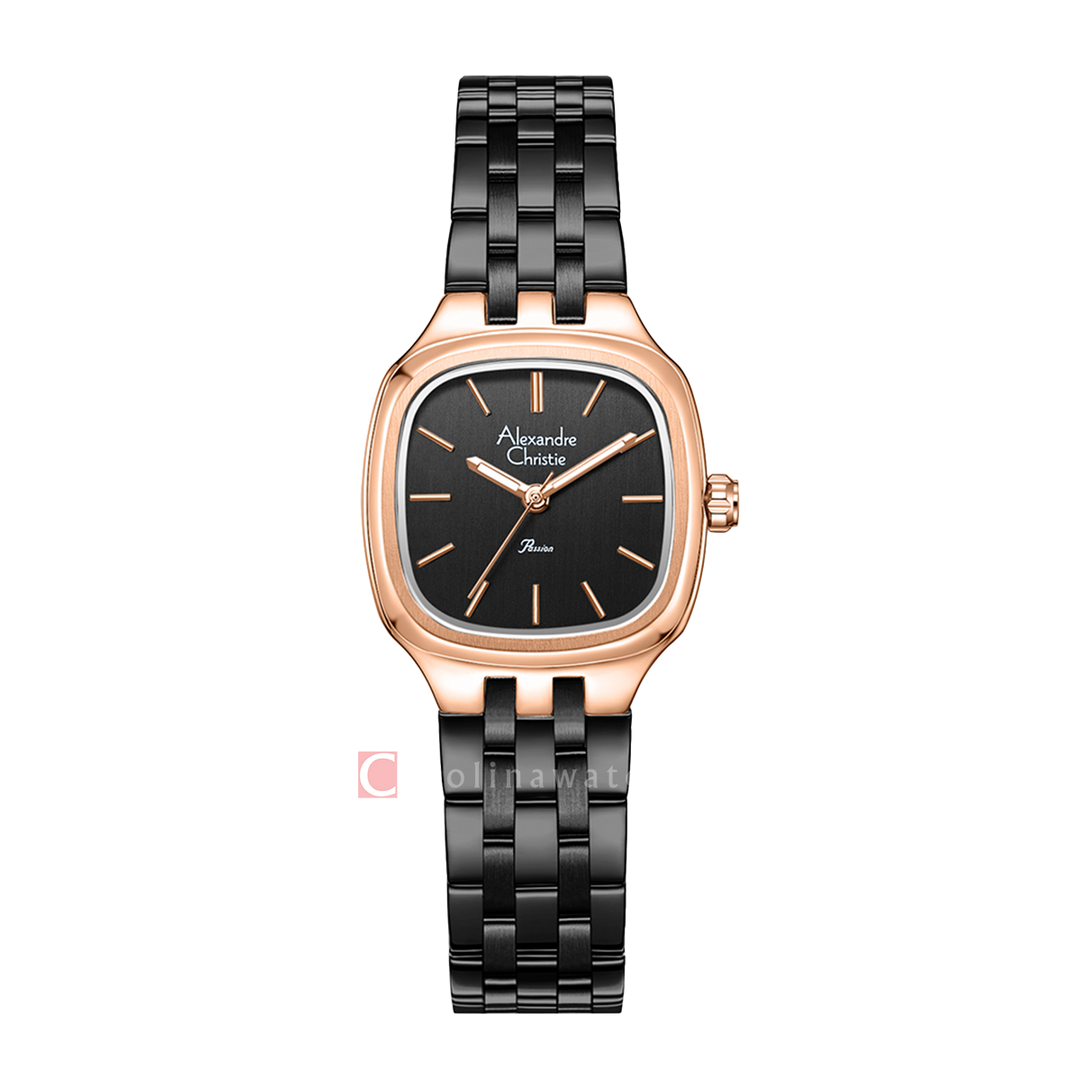 Jam Tangan Alexandre Christie Passion AC 2B90 LHBBRBA Women Black Dial Black Stainless Steel Strap