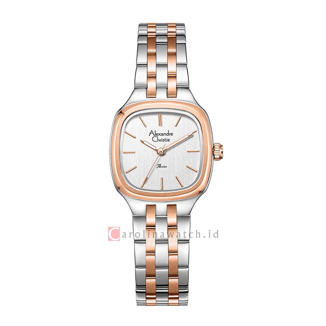 Jam Tangan Alexandre Christie Passion AC 2B90 LHBTRSL Women Silver White Dial Dual Tone Stainless Steel Strap