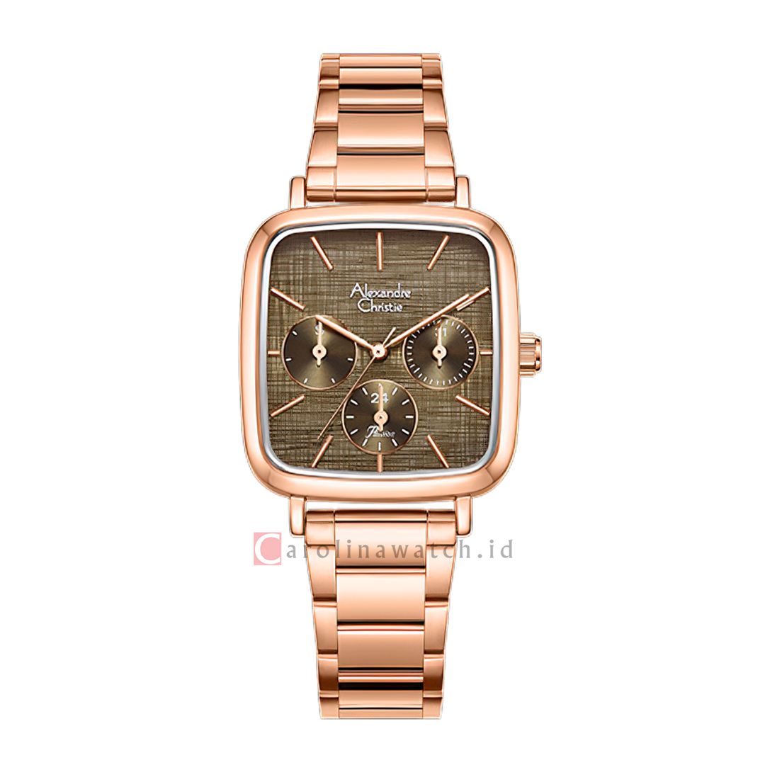 Jam Tangan Alexandre Christie Passion AC 2B91 BFBRGBO Women Brown Dial Rose Gold Stainless Steel Strap