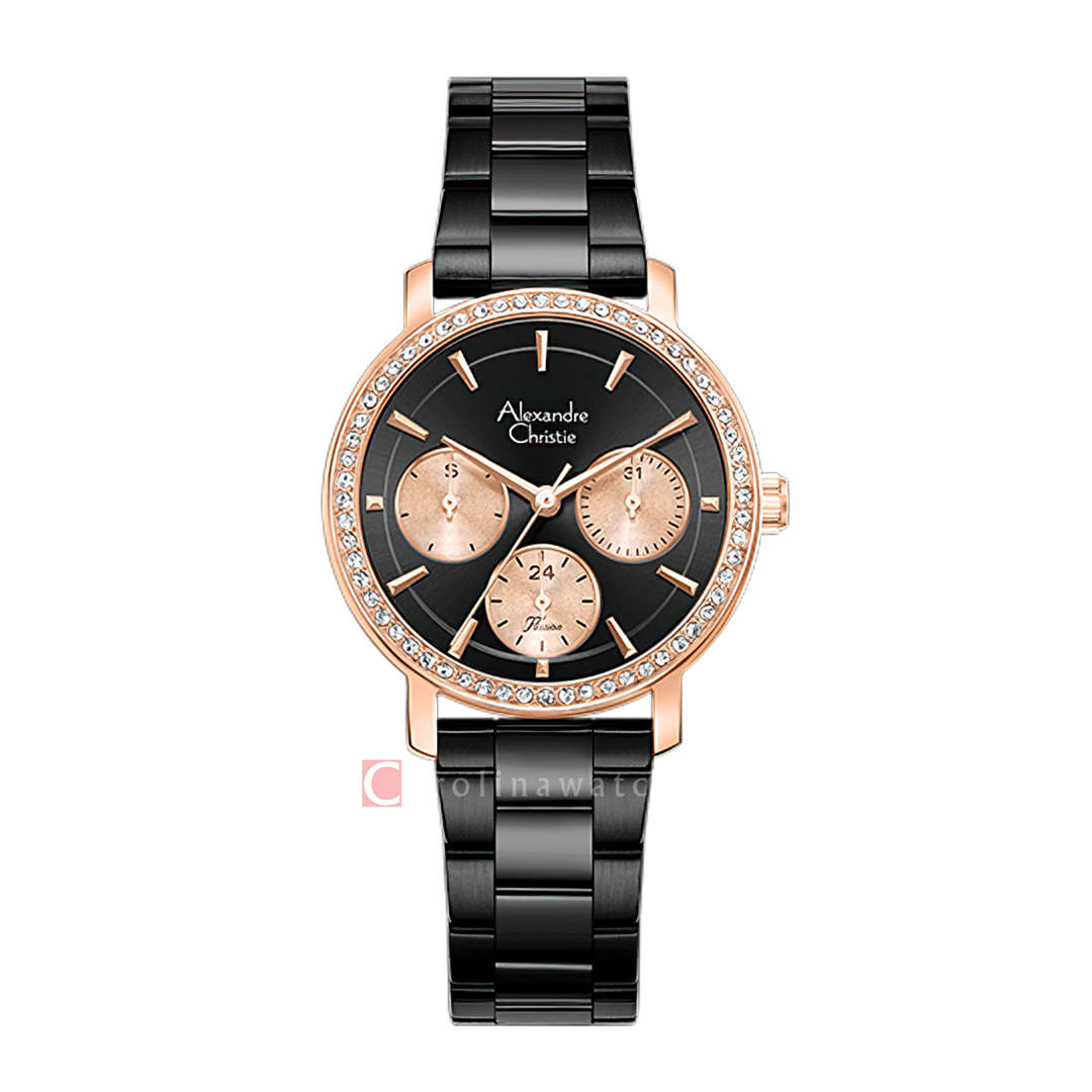 Jam Tangan Alexandre Christie Passion AC 2B92 BFBBRBA Women Black Dial Black Stainless Steel Strap