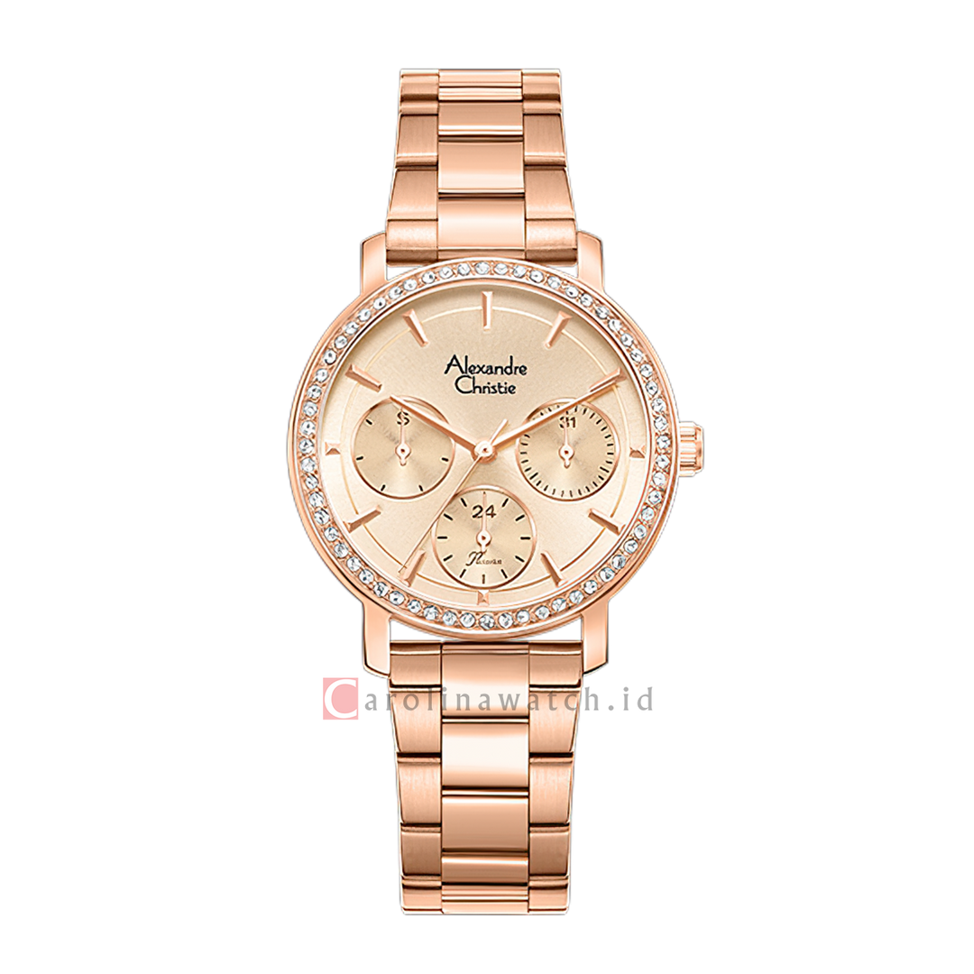 Jam Tangan Alexandre Christie Passion AC 2B92 BFBRGLN Women Gold Dial Rose Gold Stainless Steel Strap