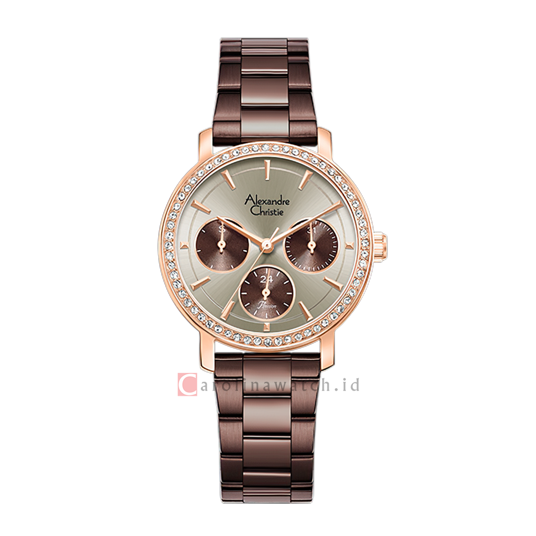Jam Tangan Alexandre Christie Passion AC 2B92 BFBRODG Women Analog Dial Brown Stainless Steel Strap