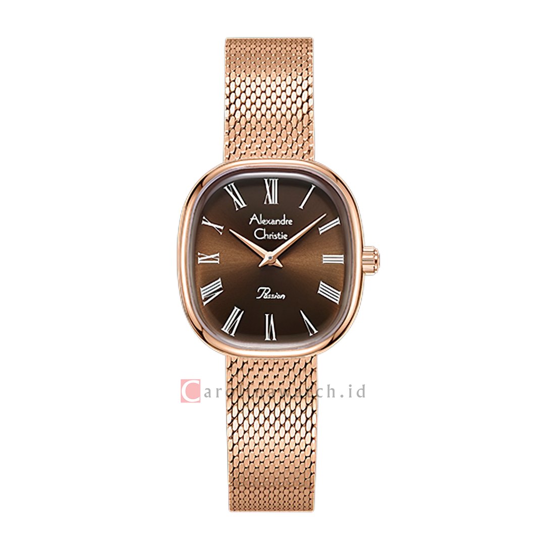 Jam Tangan Alexandre Christie Passion AC 2B93 LHBRGBO Women Brown Dial Rose Gold Stainless Steel Strap