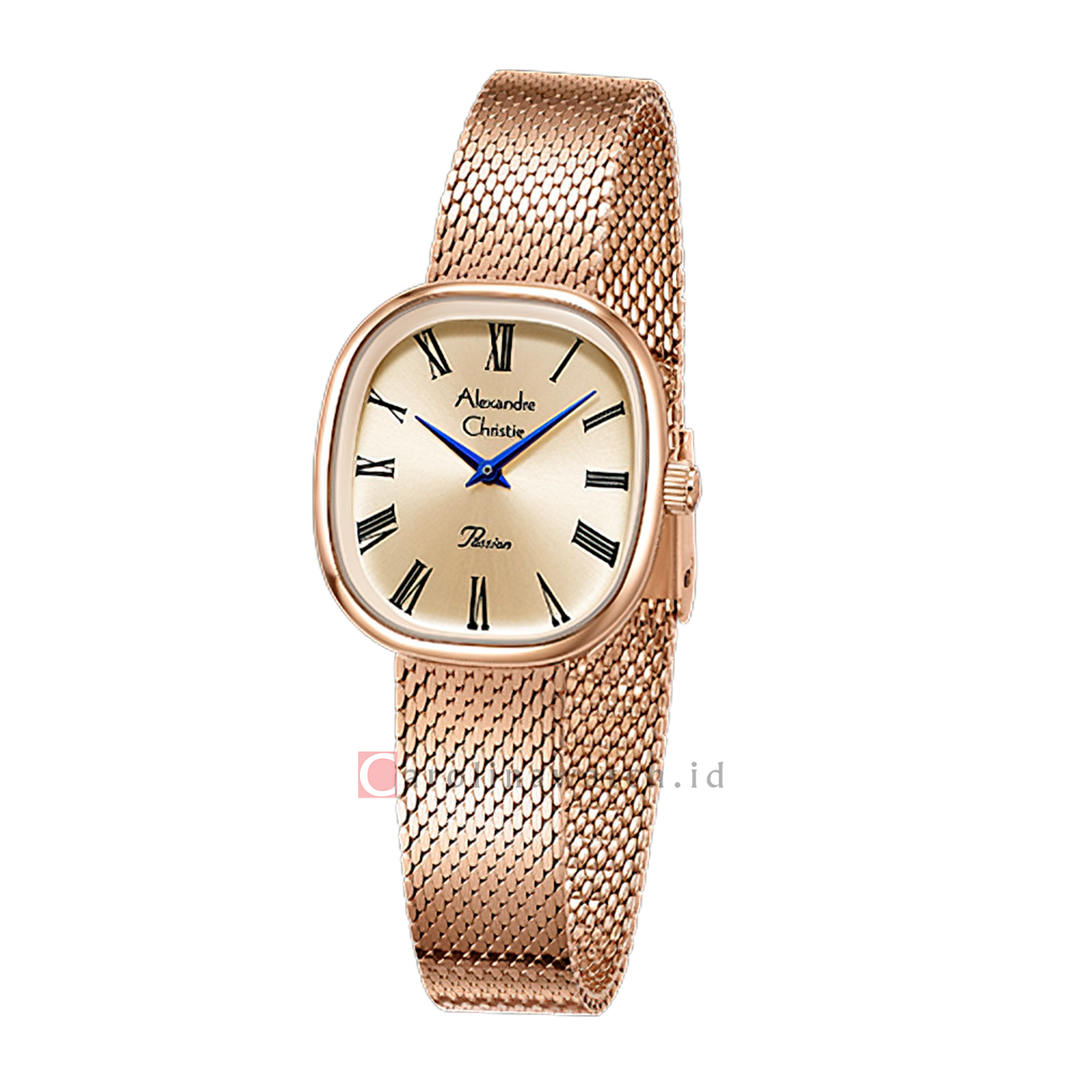 Jam Tangan Alexandre Christie Passion AC 2B93 LHBRGLN Women Gold Dial Rose Gold Stainless Steel Strap