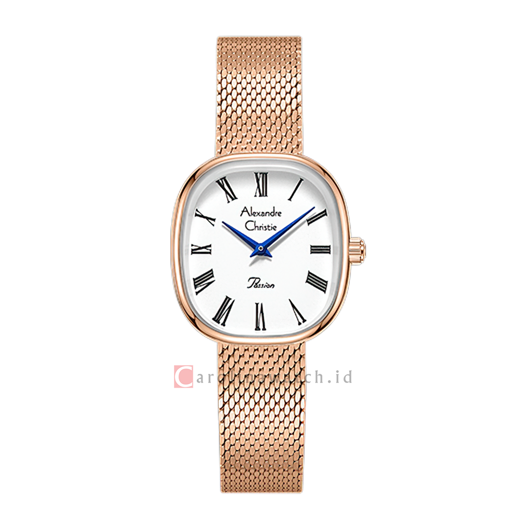 Jam Tangan Alexandre Christie Passion AC 2B93 LHBRGSL Women Silver White Dial Rose Gold Stainless Steel Strap