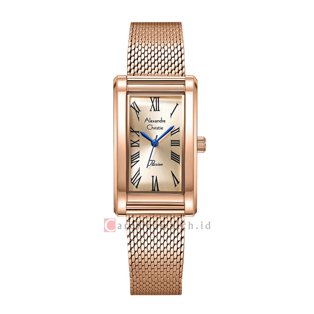 Jam Tangan Alexandre Christie Passion AC 2B94 LHBRGLN Women Gold Dial Rose Gold Stainless Steel Strap