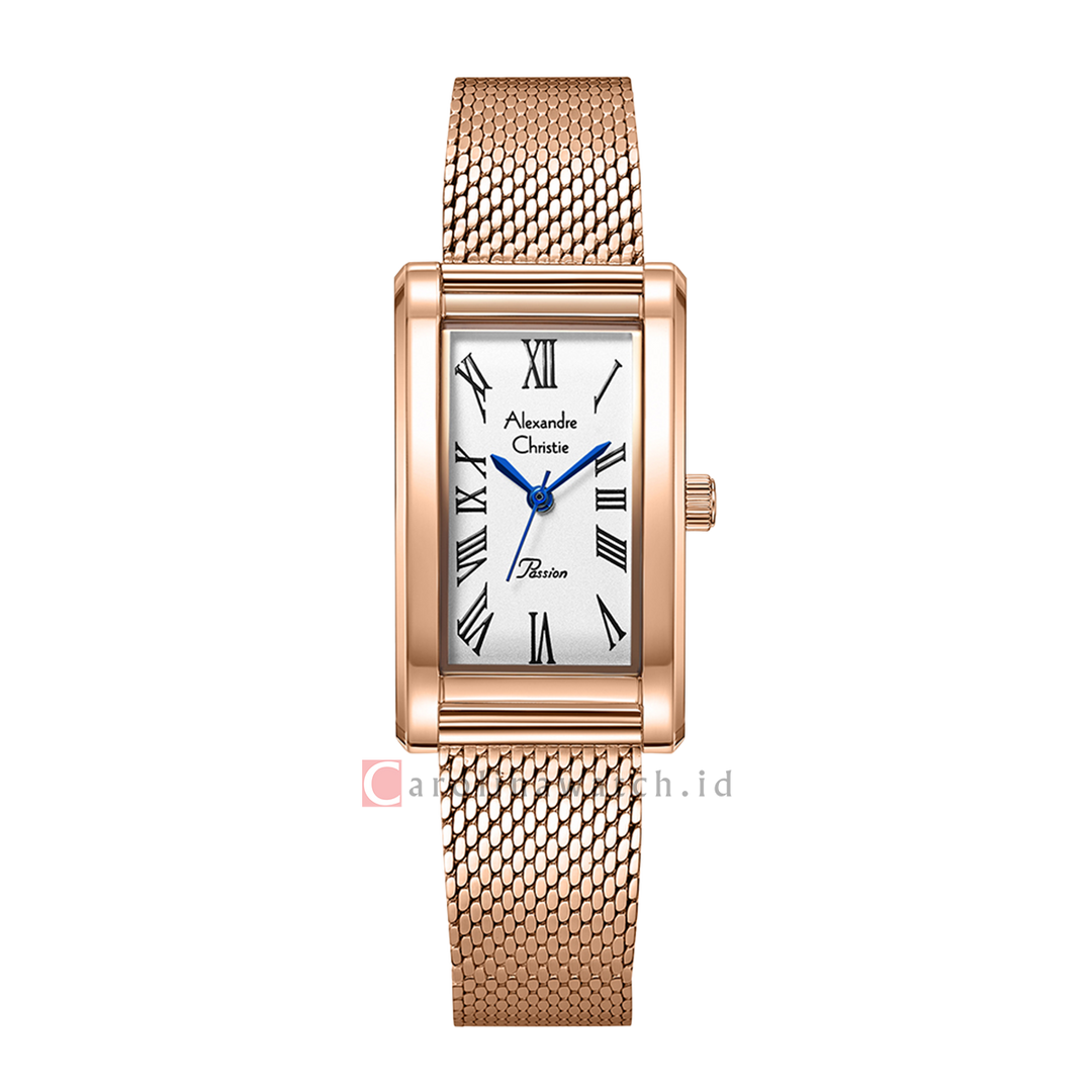 Jam Tangan Alexandre Christie Passion AC 2B94 LHBRGSL Women Silver White Dial Rose Gold Stainless Steel Strap