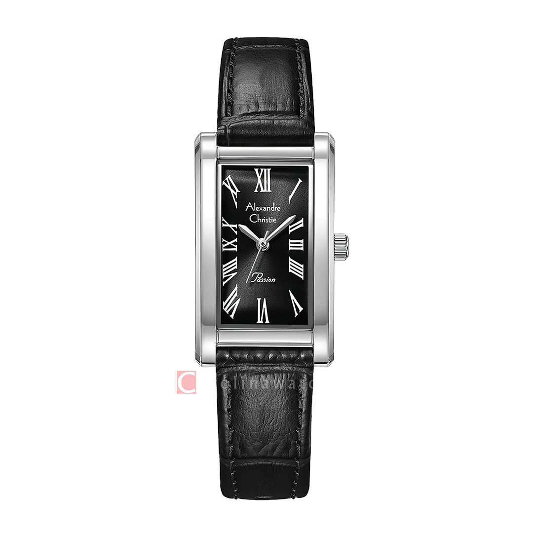 Jam Tangan Alexandre Christie Passion AC 2B94 LHLSSBA Women Black Dial Black Leather Strap