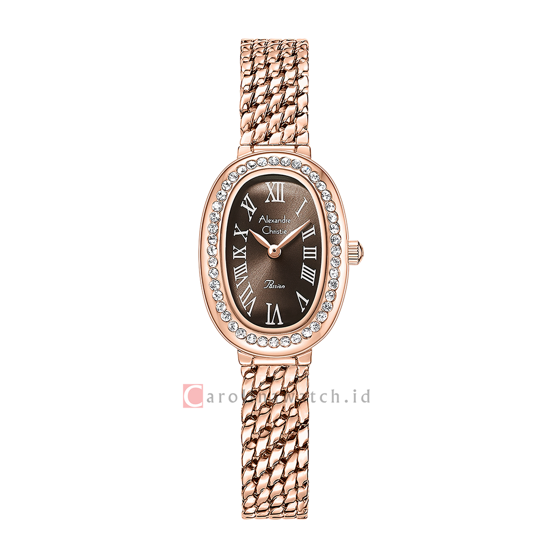Jam Tangan Alexandre Christie Passion AC 2B95 LHBRGBO Women Brown Dial Rose Gold Stainless Steel Strap