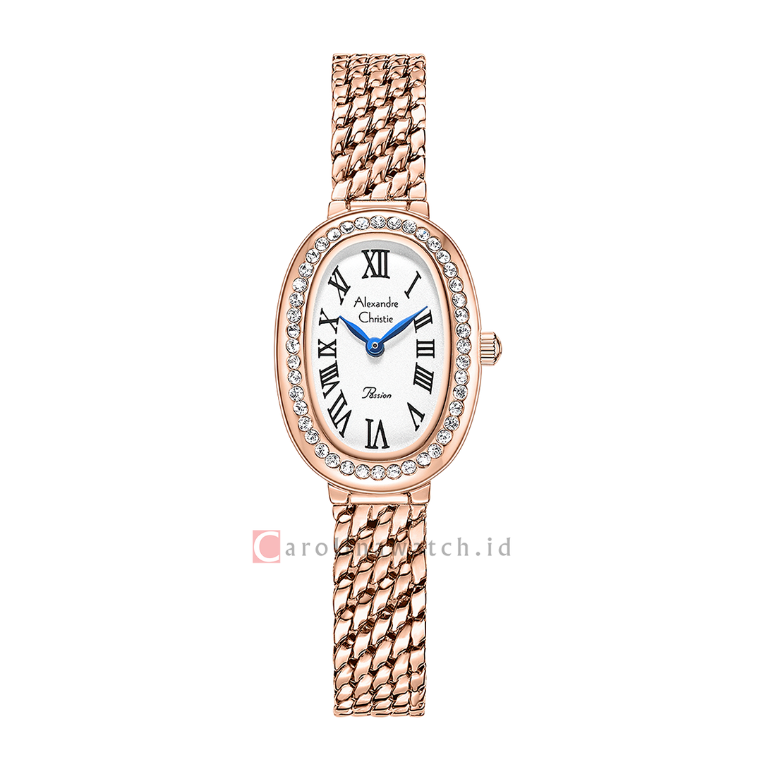 Jam Tangan Alexandre Christie Passion AC 2B95 LHBRGSL Women White Dial Rose Gold Stainless Steel Strap