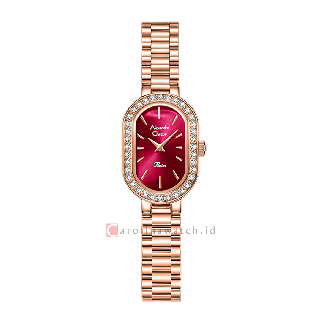 Jam Tangan Alexandre Christie Passion AC 2B96 LHBRGRE Women Red Dial Rose Gold Stainless Steel Strap