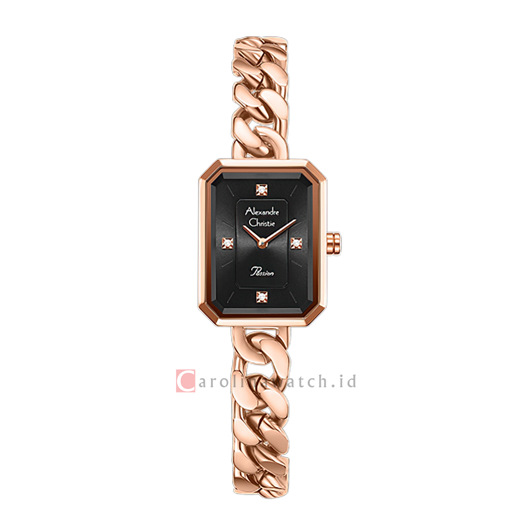 Jam Tangan Alexandre Christie Passion AC 2B97 LHBRGBA Women Black Dial Rose Gold Stainless Steel Strap