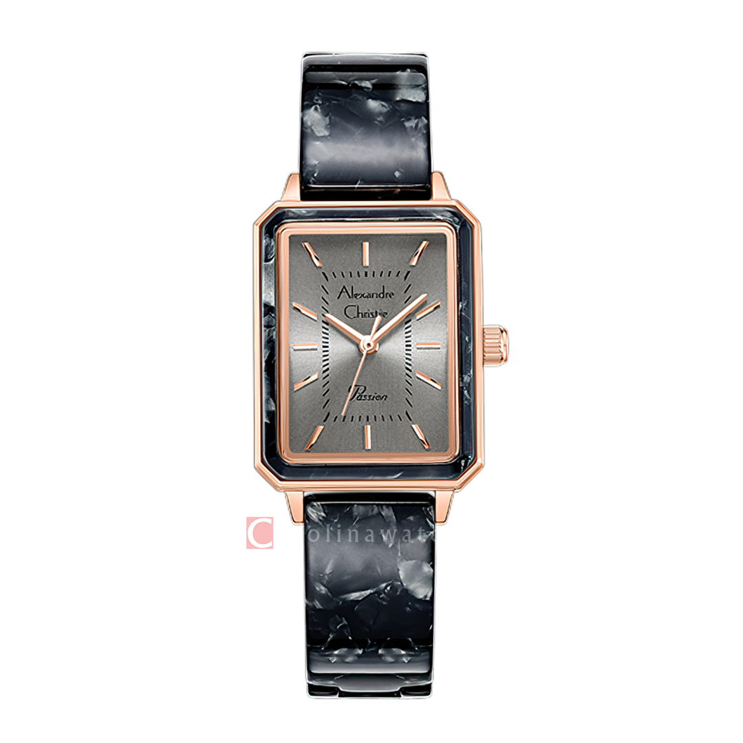 Jam Tangan Alexandre Christie Passion AC 2B99 LHBRGGRBA Women Grey Dial Black Stainless Steel Strap