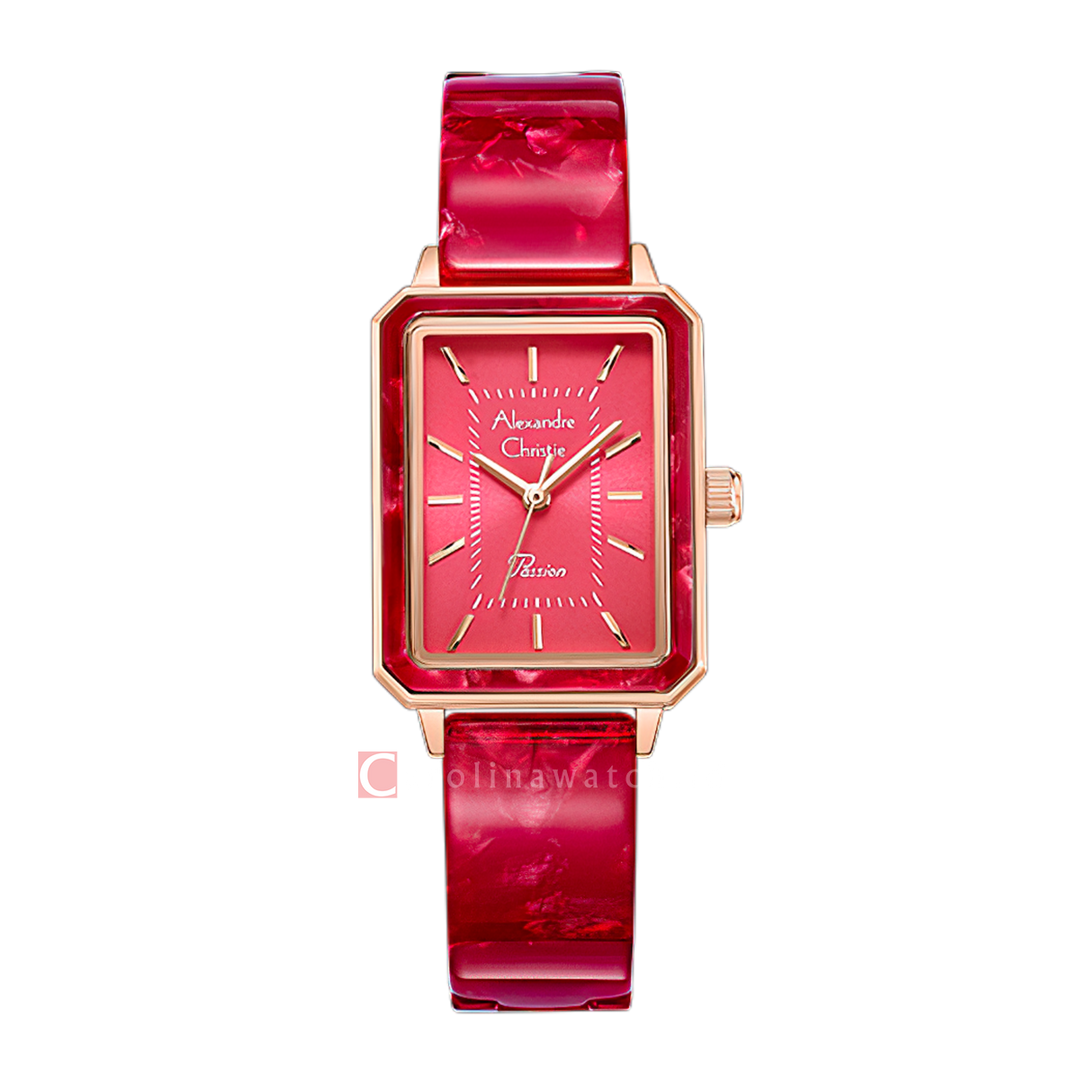 Jam Tangan Alexandre Christie Passion AC 2B99 LHBRGLDRE Women Red Dial Red Stainless Steel Strap