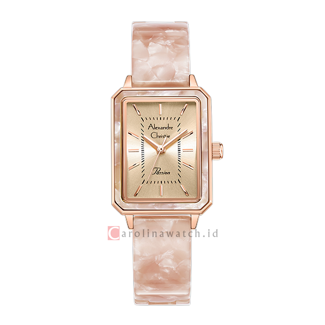 Jam Tangan Alexandre Christie Passion AC 2B99 LHBRGLNPN Women Gold Dial Pink Stainless Steel Strap