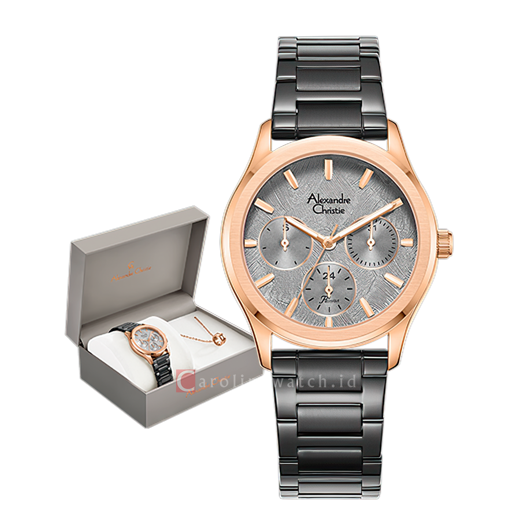 Jam Tangan Alexandre Christie Passion AC 2C01 BFBGRGR Women Grey Dial Grey Stainless Steel Strap