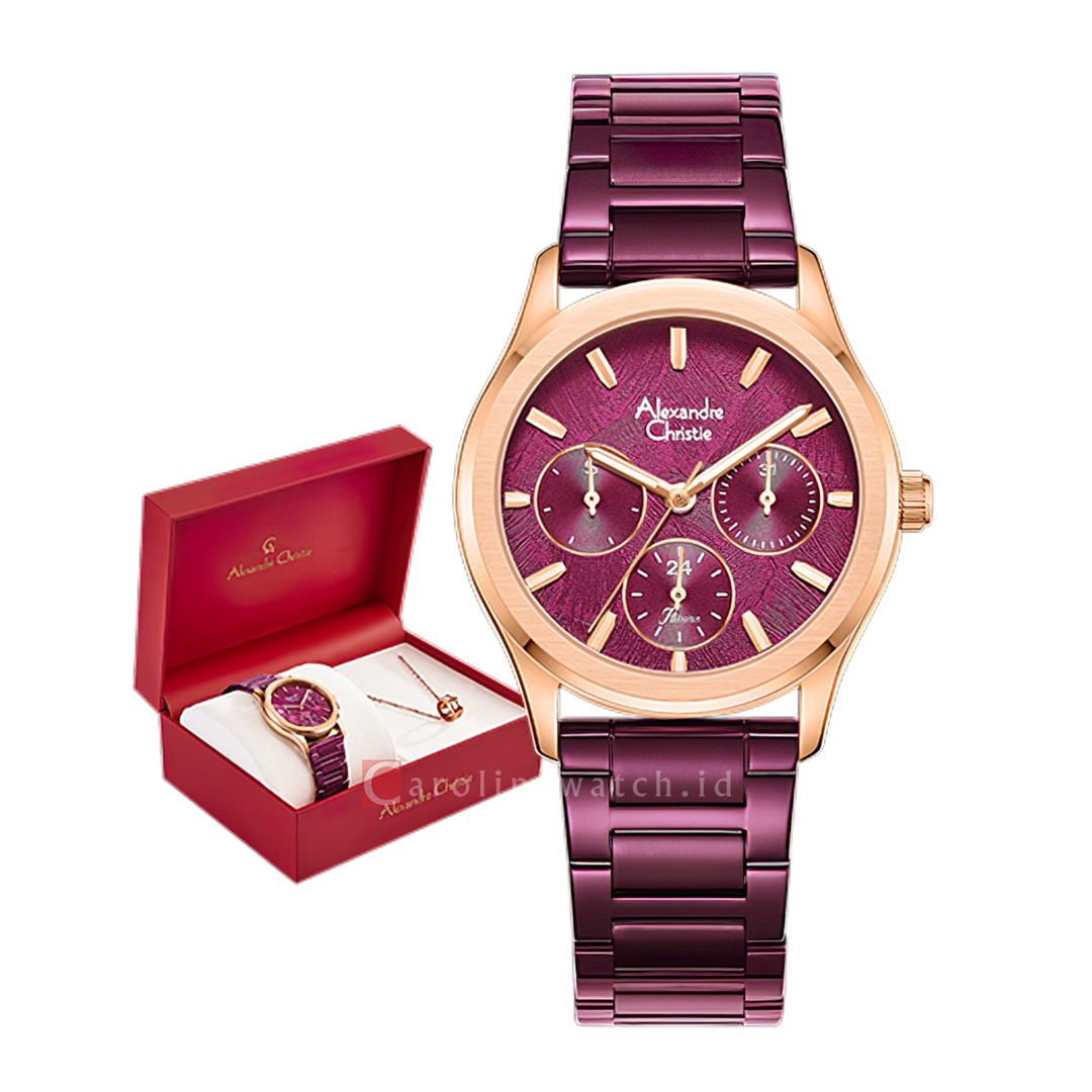Jam Tangan Alexandre Christie Passion AC 2C01 BFBRDPE Women Red Dial Red Stainless Steel Strap