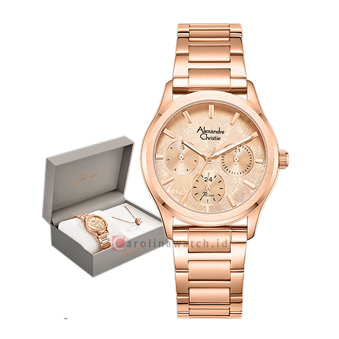 Jam Tangan Alexandre Christie Passion AC 2C01 BFBRGRG Women Rose Gold Dial Rose Gold Stainless Steel Strap
