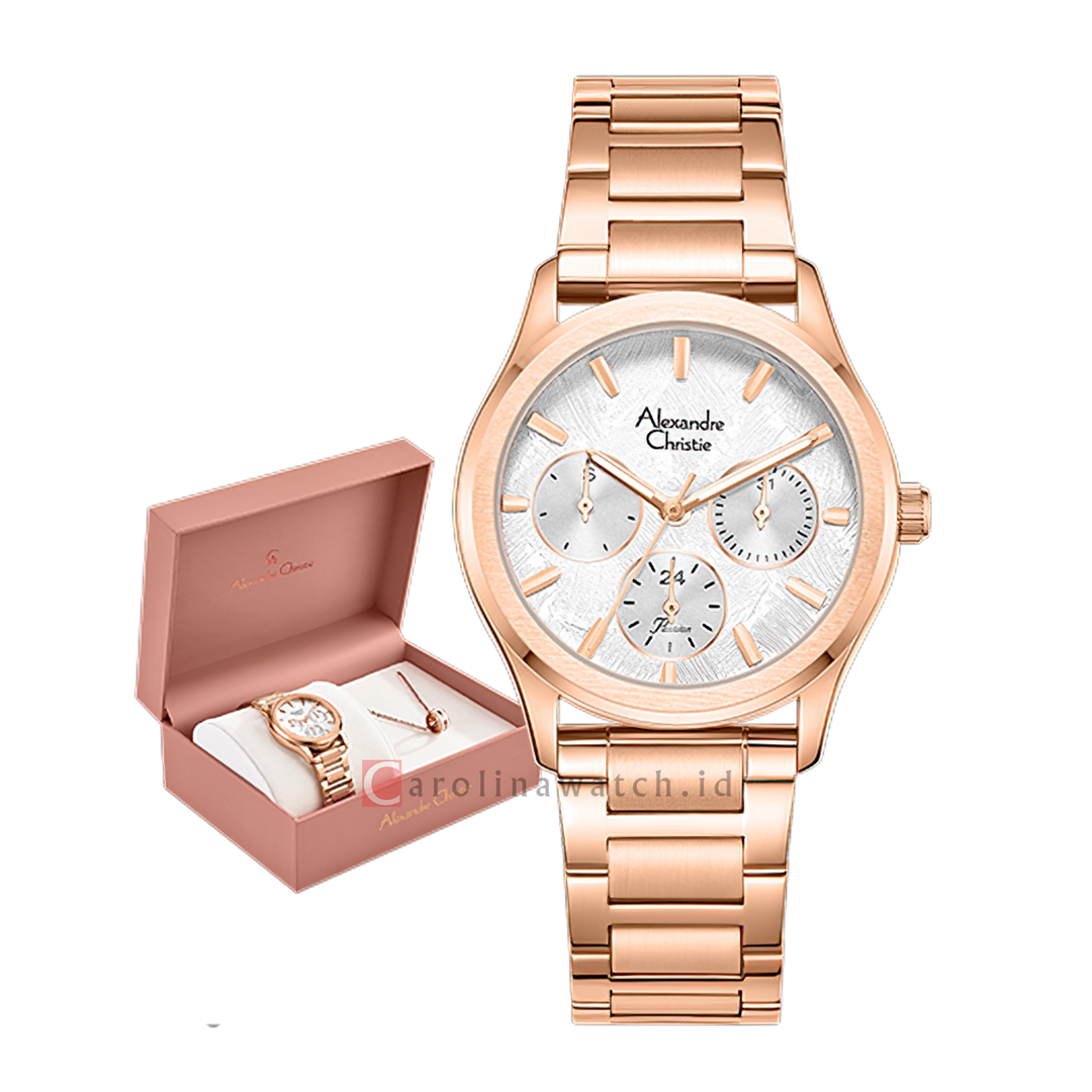 Jam Tangan Alexandre Christie Passion AC 2C01 BFBRGSL Women Silver Dial Rose Gold Stainless Steel Strap