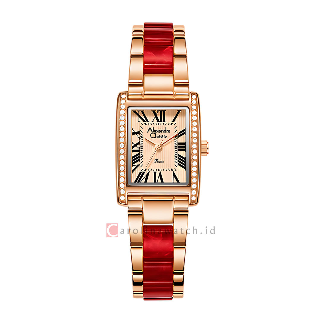 Jam Tangan Alexandre Christie AC 2C03 LHBRGRGRE Women Rose Gold Dial Dual Tone Stainless Steel Strap