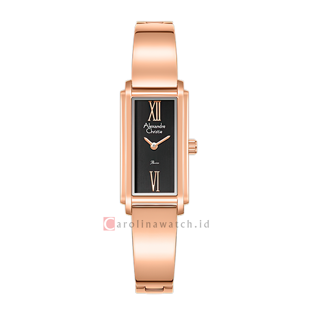 Jam Tangan Alexandre Christie Passion AC 2C06 LHBRGBA Women Black Dial Rose Gold Acetate Strap