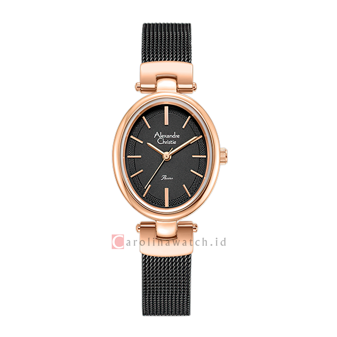 Jam Tangan Alexandre Christie Passion AC 2C08 LHBRGBA Women Black Dial Black Mesh Strap