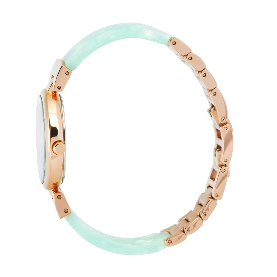 Jam Tangan Alexandre Christie Passion AC 2C08 LHBRGLNGN Women Rose Gold Dial Green Stainless Steel Strap