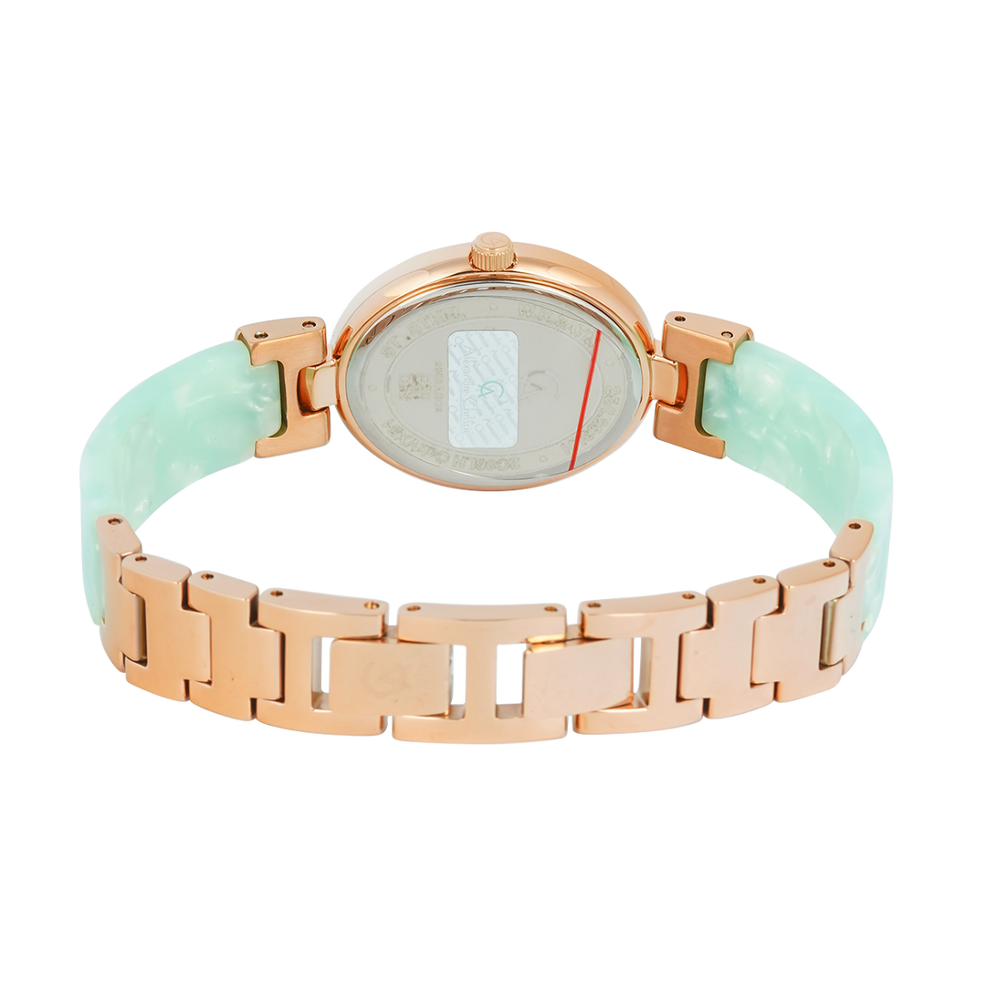 Jam Tangan Alexandre Christie Passion AC 2C08 LHBRGLNGN Women Rose Gold Dial Green Stainless Steel Strap