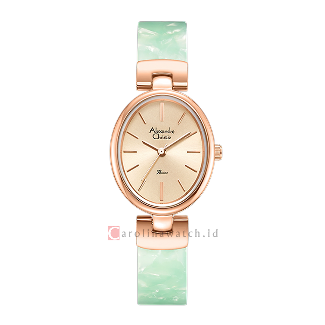 Jam Tangan Alexandre Christie Passion AC 2C08 LHBRGLNGN Women Rose Gold Dial Green Stainless Steel Strap