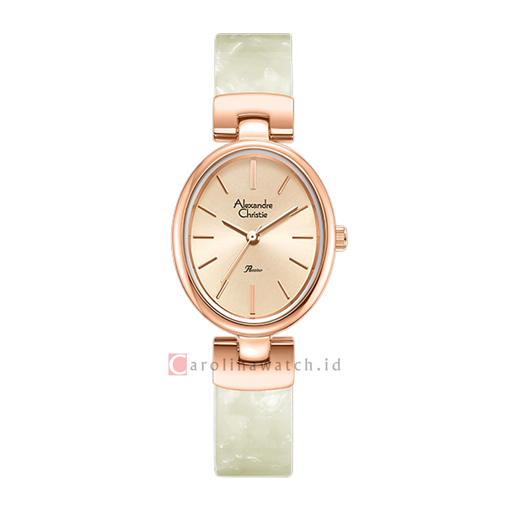 Jam Tangan Alexandre Christie Passion AC 2C08 LHBRGLNSL Women Rose Gold Dial Light Green Stainless Steel Strap