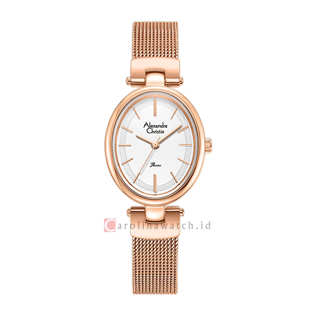 Jam Tangan Alexandre Christie Passion AC 2C08 LHBRGSL Women Silver White Dial Rose Gold Mesh Strap