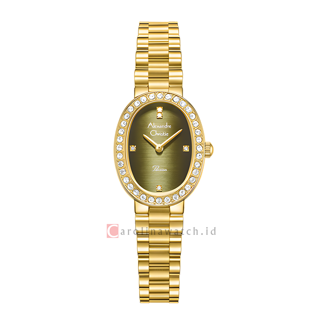 Jam Tangan Alexandre Christie AC 2C09 LHBGPGN Women Green Dial Gold Stainless Steel Strap