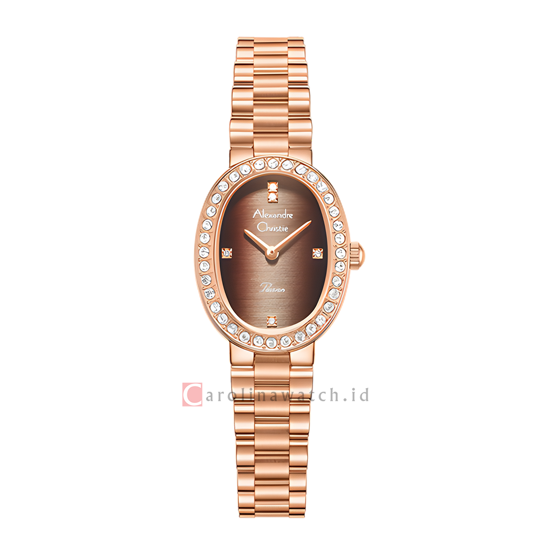 Jam Tangan Alexandre Christie AC 2C09 LHBRGBO Women Brown Dial Rose Gold Stainless Steel Strap