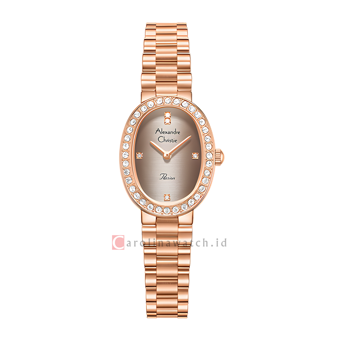 Jam Tangan Alexandre Christie AC 2C09 LHBRGGR Women Grey Dial Rose Gold Stainless Steel Strap
