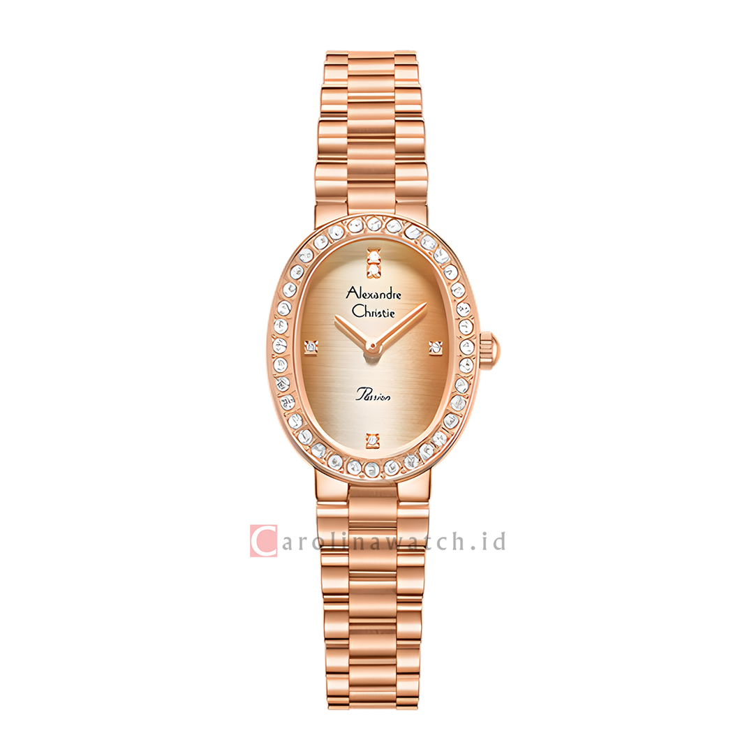 Jam Tangan Alexandre Christie AC 2C09 LHBRGLN Women Gold Dial Rose Gold Stainless Steel Strap