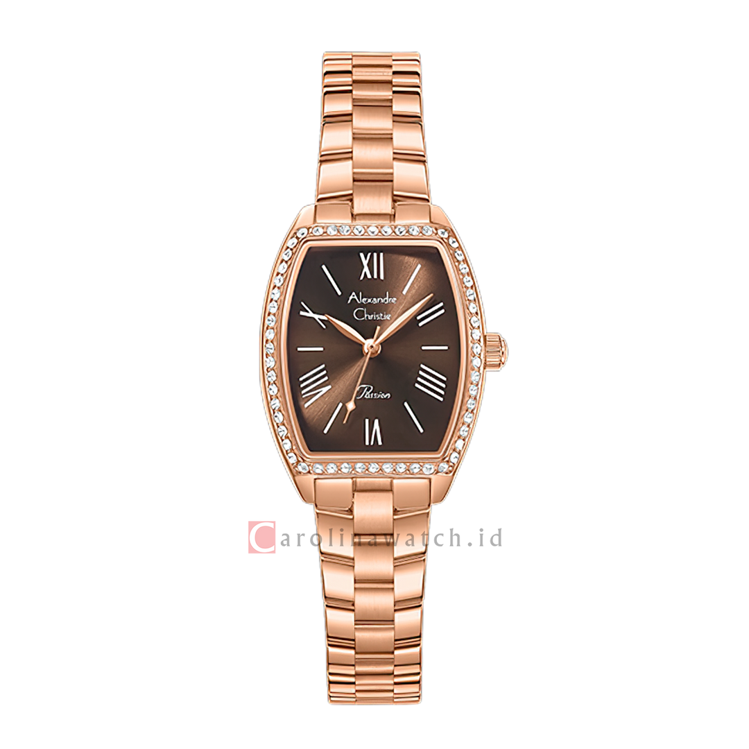 Jam Tangan Alexandre Christie Passion AC 2C10 LHBRGBO Women Brown Dial Rose Gold Stainless Steel Strap