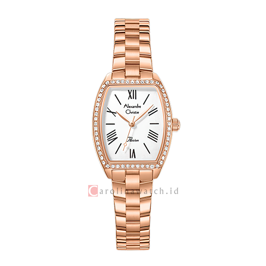 Jam Tangan Alexandre Christie Passion AC 2C10 LHBRGSL Women Silver White Dial Rose Gold Stainless Steel Strap