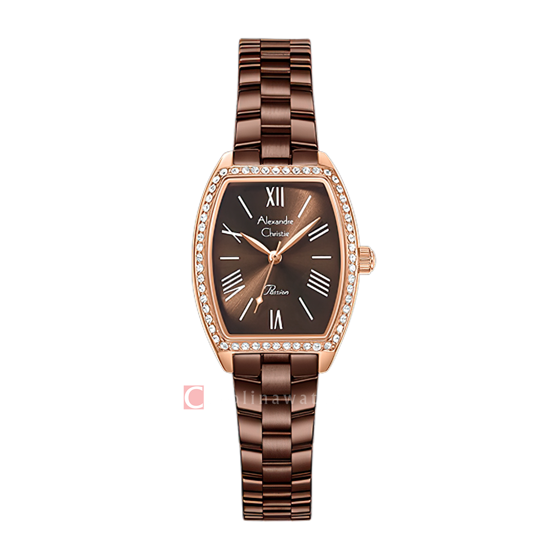 Jam Tangan Alexandre Christie Passion AC 2C10 LHBROBO Women Brown Dial Brown Stainless Steel Strap