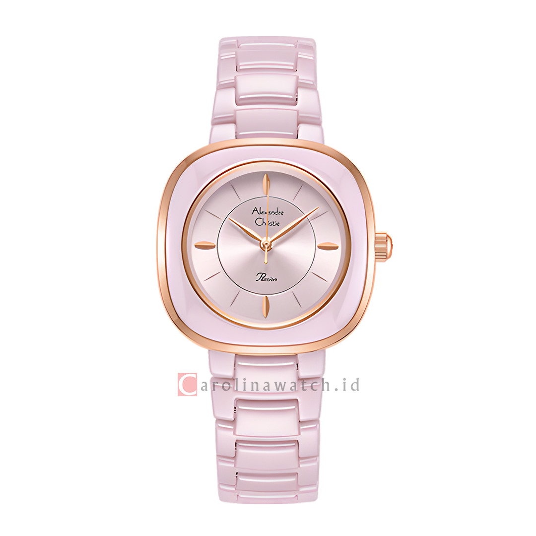 Jam Tangan Alexandre Christie Passion Ceramic AC 2C11 LHBRGPN Women Pink Dial Pink Stainless Steel Strap