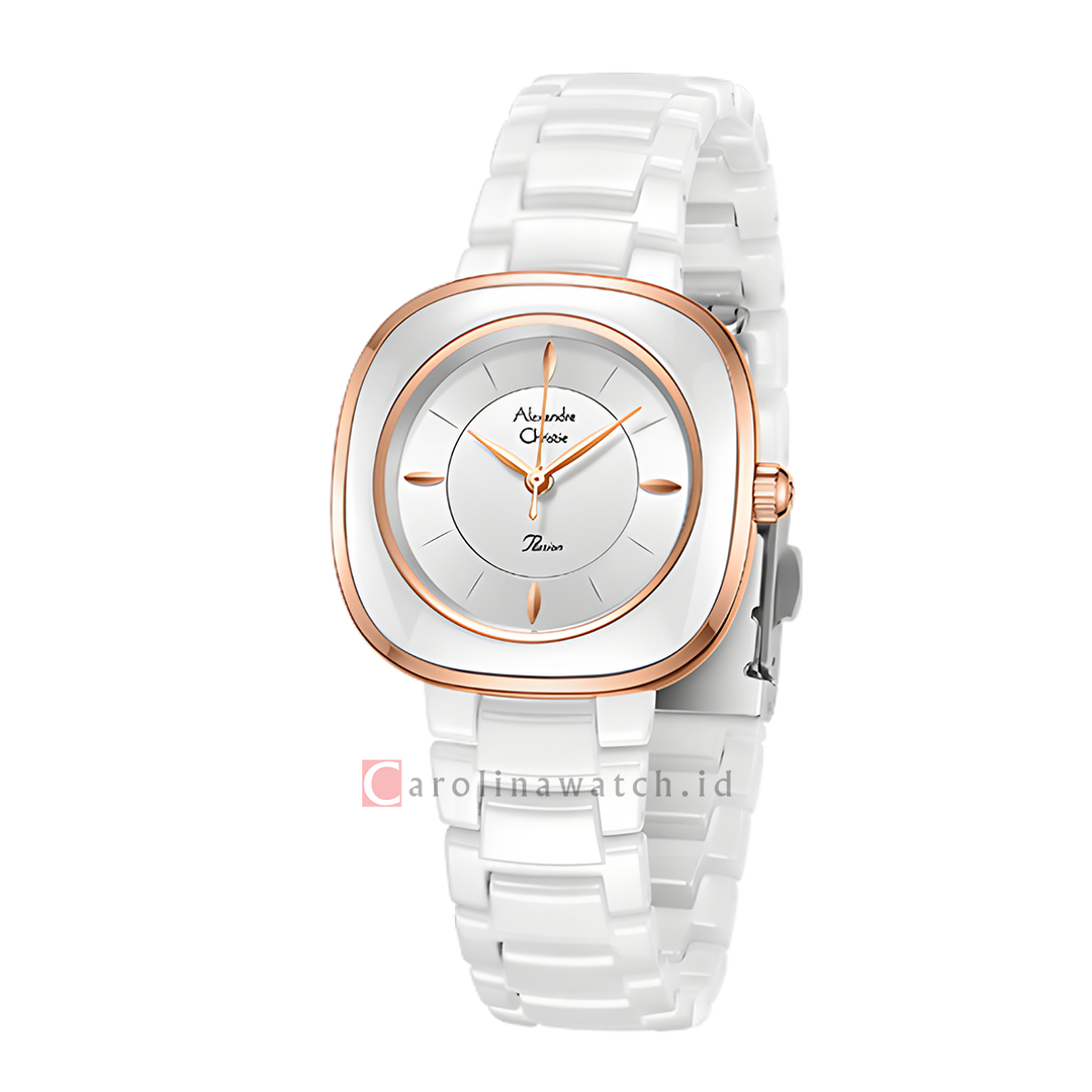 Jam Tangan Alexandre Christie Passion Ceramic AC 2C11 LHBRGSL Women Silver White Dial White Stainless Steel Strap