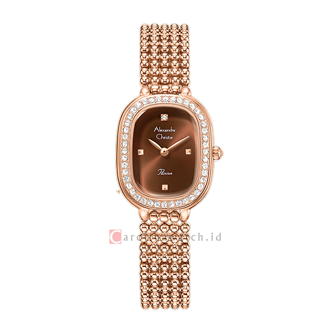 Jam Tangan  Alexandre Christie Passion AC 2C12 LHBRGBO Women Brown Dial Rose Gold Stainless Steel Strap