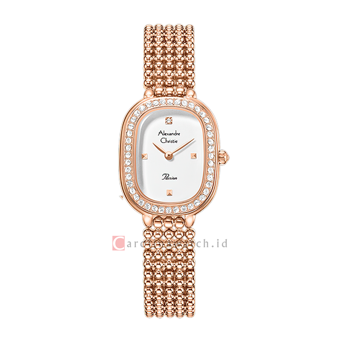 Jam Tangan  Alexandre Christie Passion AC 2C12 LHBRGSL Women White Dial Rose Gold Stainless Steel Strap