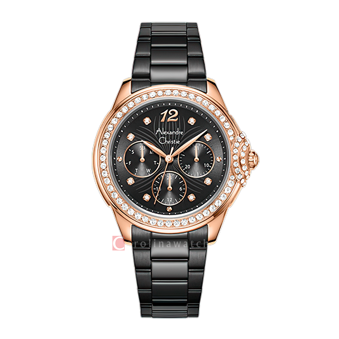 Jam Tangan Alexandre Christie Passion AC 2C13 BFFBRBA Women Black Dial Black Stainless Steel Strap