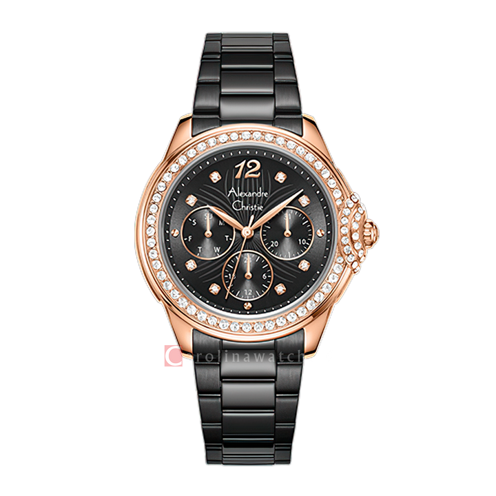 Jam Tangan Alexandre Christie Passion AC 2C13 BFFBRBA Women Black Dial Black Stainless Steel Strap