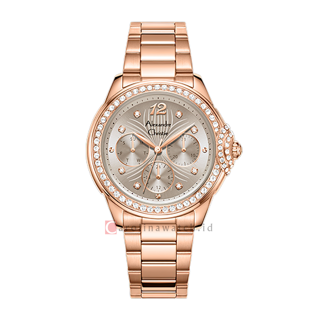 Jam Tangan Alexandre Christie Passion AC 2C13 BFFRGGR Women Gray Dial Rose Gold Stainless Steel Strap