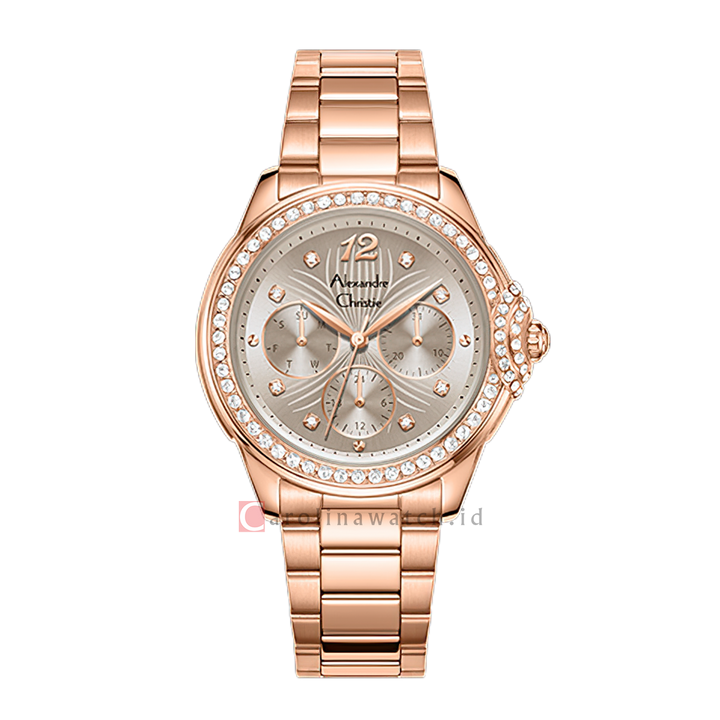 Jam Tangan Alexandre Christie Passion AC 2C13 BFFRGGR Women Gray Dial Rose Gold Stainless Steel Strap