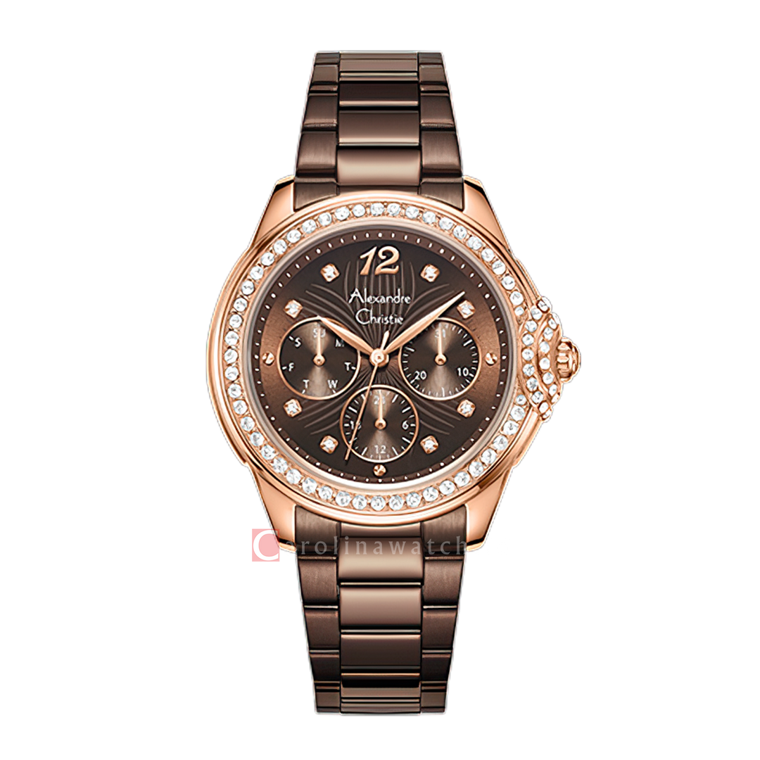 Jam Tangan Alexandre Christie Passion AC 2C13 BFFROBO Women Brown Dial Brown Stainless Steel Strap