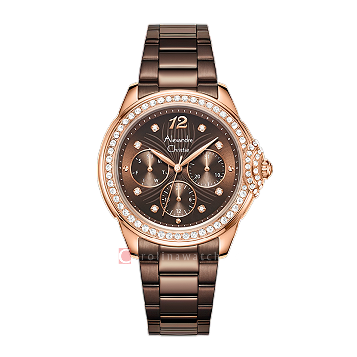 Jam Tangan Alexandre Christie Passion AC 2C13 BFFROBO Women Brown Dial Brown Stainless Steel Strap